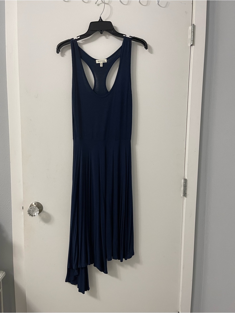 Monteau Navy Sleeveless Racerback Asymmetric Hem Dress